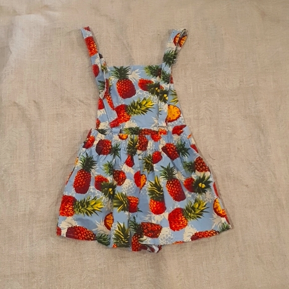 Grandma Funk Size 8 approx Tropical Pineapple Overalls Denim Feel with p… - Picture 4 of 6
